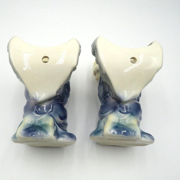 Vintage Ceramic Angel 6.5" Figurines Pair Kneeling Praying Hands Wall Pockets - Picture 8 of 9